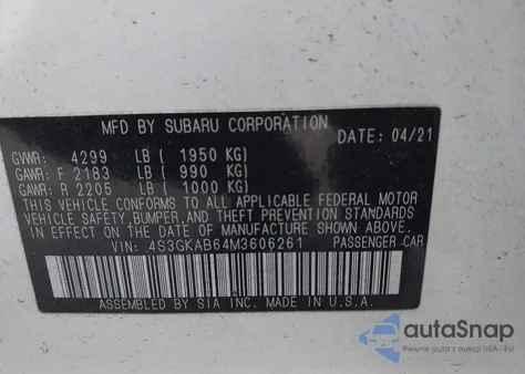 2021 Subaru Impreza Sedan from USA, damaged, VIN 4S3GKAB64M3606261